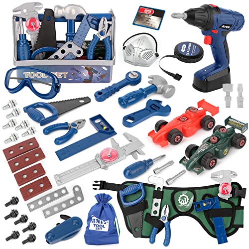 Vanplay Werkzeugkoffer Kinder Werkzeug mit Werkzeugkasten Massband Montage Auto Elektrische Spielzeu...